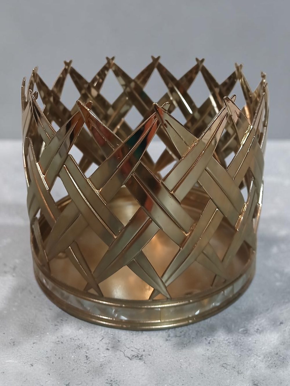 Bath & Body Works Gold Woven Metal Candle Holder